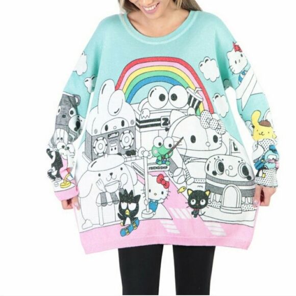 Hello Sanrio x JapanLA knit Hello Kitty metallic oversized sparkle sweater RARE - Picture 16 of 16